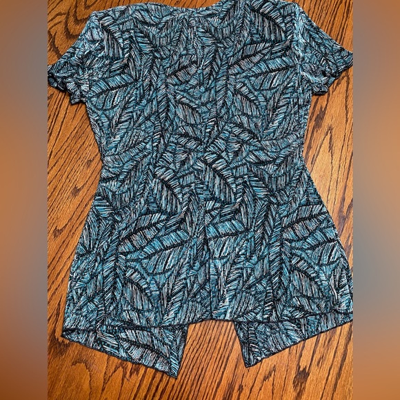 Connected Apparel Blouse Shoulder Pads Vintage 90s Black Turquoise Women’s 8 - Picture 3 of 9